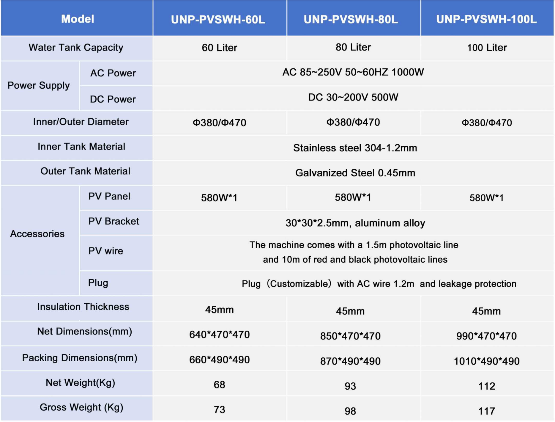 Hybrid ACDC Solar Water Heater (WiFi) PVSWH Series